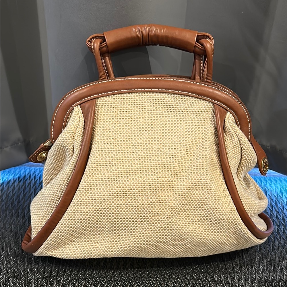 Zara tan and cream top handle bag